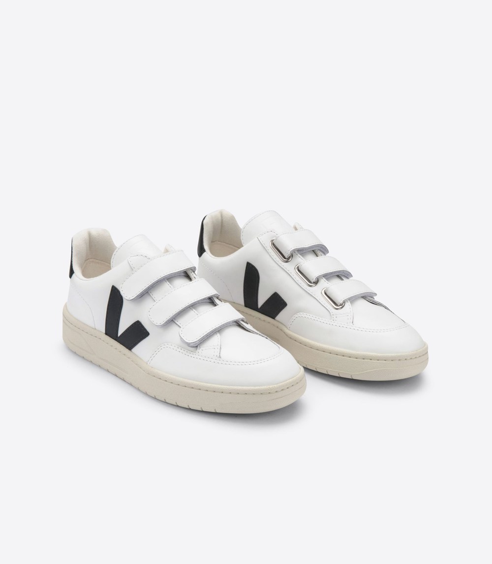 Veja Trainers Mens White/Black - V-lock Leather - DMHE-12745